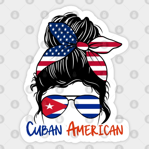 Cuban American, Cuban Girl, Cuban girlfriend, Cuba Messy bun, Cubana Sticker by JayD World